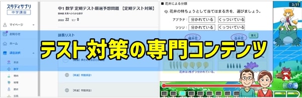 テスト対策コンテンツが用意されている