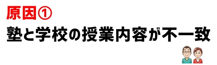 原因1：塾と学校の授業内容が一致していない